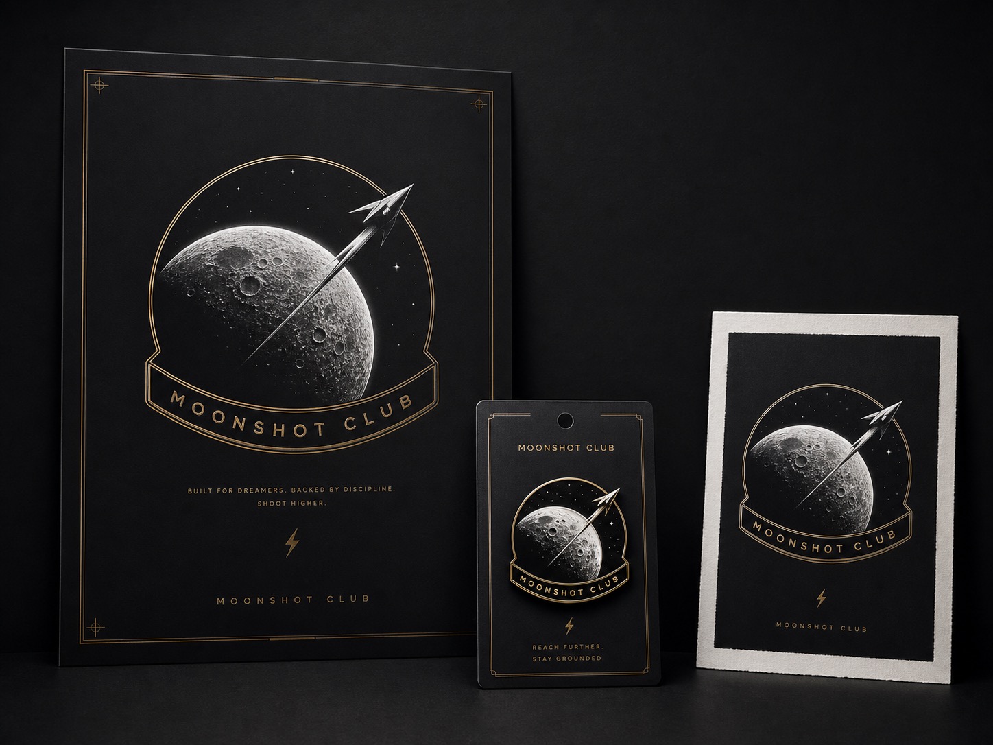 Moonshot Club enamel pin card mockup