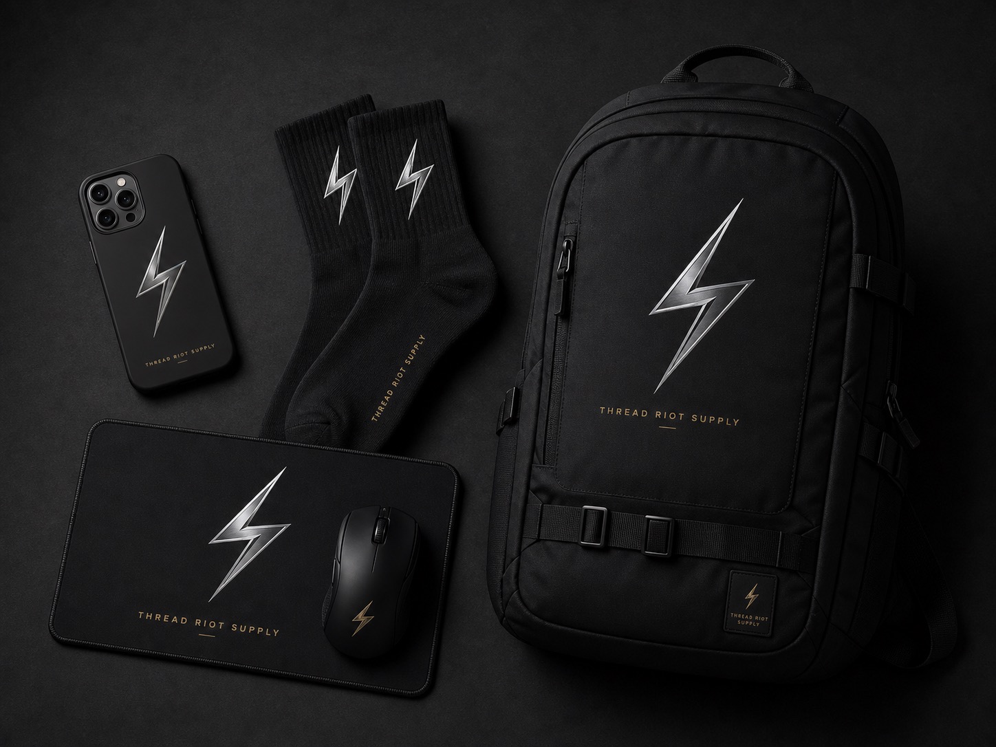 Thread Riot Supply backpack and accessories mockup