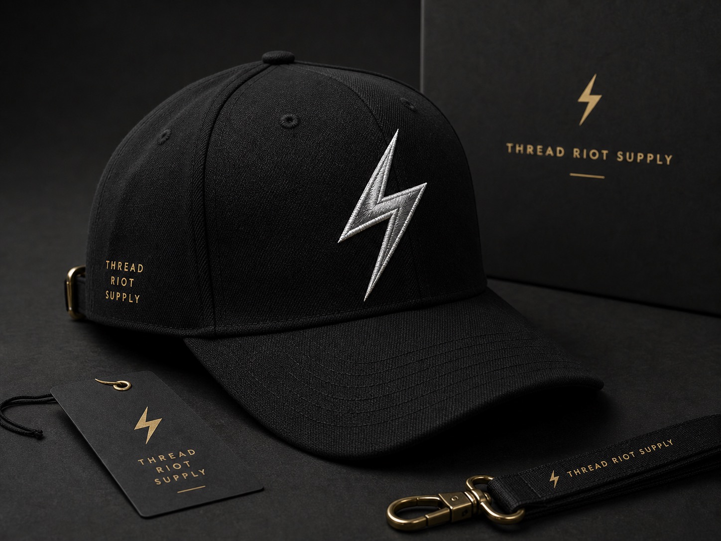 Thread Riot Supply embroidered cap mockup