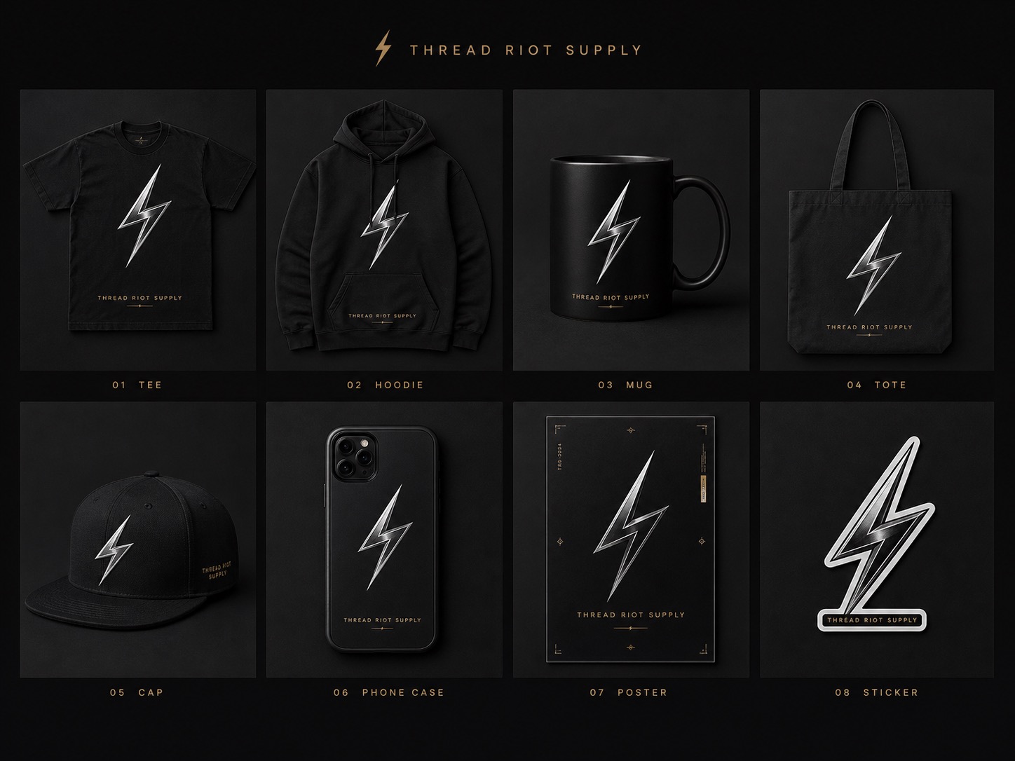Thread Riot Supply full merch drop mockup package